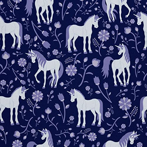 HEKO PANELS Stoff Oxford Wasserdichte Meterware Canvas-Stoff Polyester Stoff Zum Nähen Nähstoffe Möbelstoffe Dekostoffe Handwerken Wasserabweisend Blickdicht Einhörner 1 Meter 155 x 100 cm