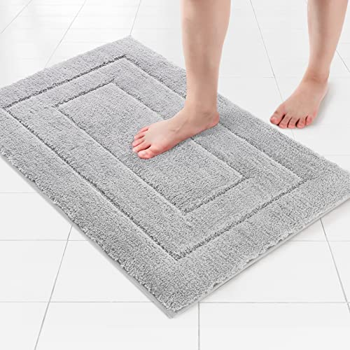 VSUSN Badematte rutschfest, Weich Bath Mat, Badteppich Saugfähig, Badezimmerteppich Flauschig, Bequem Badvorleger Maschinenwaschbar(Grau,40x60cm)