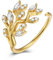 FOREVER QUEEN Anello da Donna Albero della Vita della Famiglia - Regolabile in Argento 925 - 18k Oro