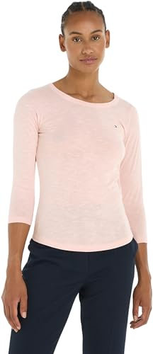 Tommy Hilfiger T-Shirt Manches Longues Femme 1985 Slim Slub Basique, Rose (Whimsy Pink), XS