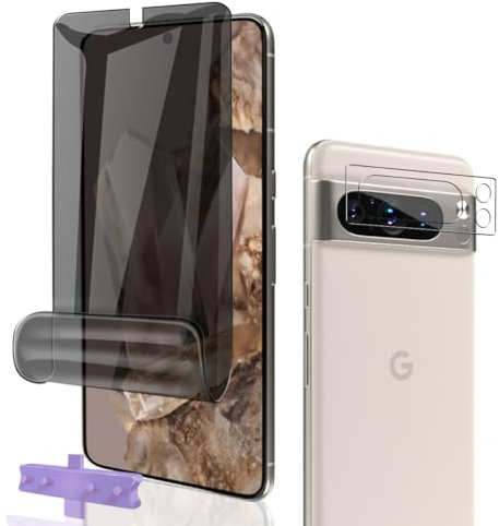 Phlleyaa Anti-Espion Protection Décran Pour Google Pixel 8 Pro Film Flexible TPU 1 Pcs + Caméra Arrière Protecteur 1 Pcs,Facile à Installer sans Bulles Pour Google Pixel 8 Pro Verre Trempé
