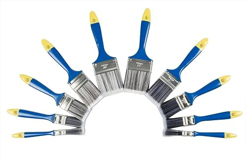 DIY Flachpinsel-Set - 10 x Flachpinsel 63, 50, 38, 25 & 12mm- Borstenpinsel für DIY, Wand- und Möbelmalerei, Malerpinsel-Set Pinselset
