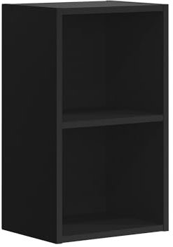 Panana 2-6 Tier Cube Bookcase, Wooden Book Shelving Freestanding Storage Unit Open Shelf For Home Office Display (Black, 2 Tier)
