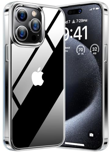 TORRAS Diamond für iPhone 15 Pro Hülle [Upgraded Zertifizierte Militärschutz] [Nie Vergilbung] Handyhülle iPhone 15 Pro Case Transparent