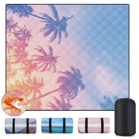 memKiya Picknickdecke, sandfrei, wasserdicht, Stranddecke, groß, leicht, weich, für Sommer, Camper, Reisen, Hawaii, Urlaub, Festival, Must-Have für Erwachsene, Strandliebhaber, 60 x 80 cm