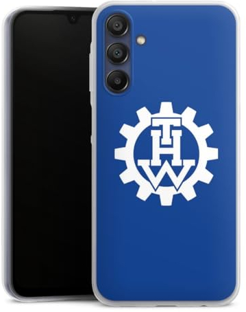 Slim Case kompatibel mit Samsung Galaxy A15 Silikon Handyhülle transparent Hülle extra dünn Logo THW Technisches Hilfswerk