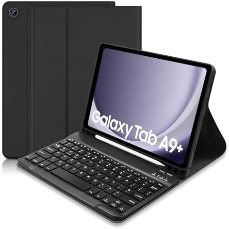 COEZFE Keyboard Case for Samsung Galaxy Tab A9 Plus/ A9+ 11 inch 2023 (SM-X210/X216/X218), Slim Tablet Case with Bluetooth Detachable Keyboard (UK Layout) for Samsung A9 Plus, Black
