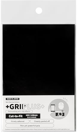 Halkfria greppklistermärken GRIPLUS Cut-to-Fit (svart, 100 × 148 mm) – återanvändbar självhäftande dyna för skrivbord, telefon, mus, kontor, multifunktion