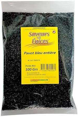 Graines de pavot 100g - Saveurs des épices, Qualité Supérieure, Saveur Intense, Authentique et Naturel, Sans Colorant, Sans Additifs Ni Conservateurs.