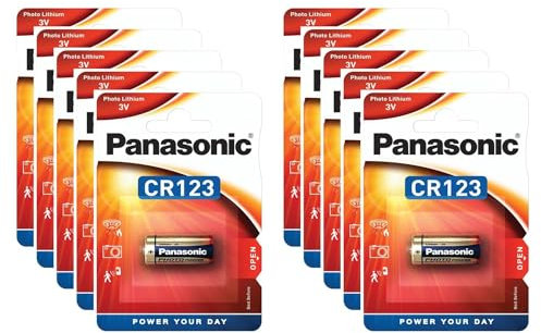 PANASONIC Confezione da 10 blister 1 batteria CR123 al litio Power 3 V