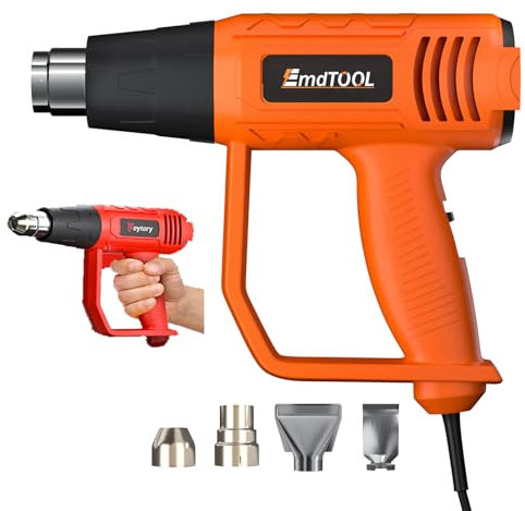 Heat Gun, 2000W Heavy Duty Hot Air Gun Kit 300℃~600℃ Dual Heat Settings, Overload Protection, Electric Heat Gun with 4 Nozzles for Paint Stripping, Shrinking PVC, Crafts, Orange