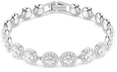 Swarovski Una Angelic Armreif, Weißes, Rhodiniertes Tennis-Armband mit Strahlenden Kristallen im Rundschliff