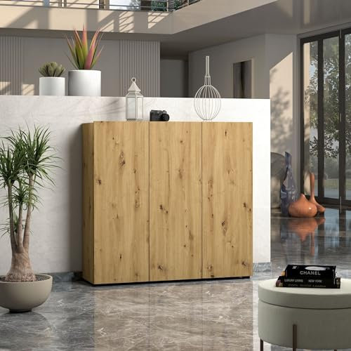 möbelando Schuhschrank >Glossy< in Artisan Eiche - 120x115x34cm (BxHxT)