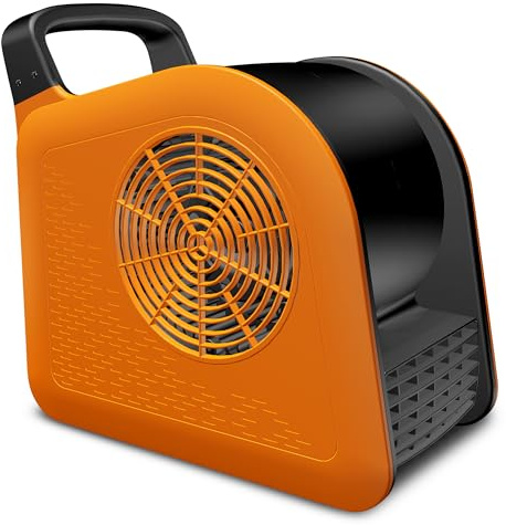 Air Mover Blower Fan for Drying Cooling and Ventilating, High Velocity Fan for Home Garage Workshop and Job Site Use, Portable Floor Fan with 185° Rotation, 3 Speeds, 2 AC Outlets, Orange