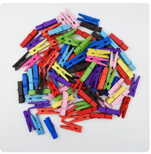 Pmnzdy 100 Stück Holz Wäscheklammern farbige Natur 3.5 cm süße Kleine Mini Bunt Holzklammern Zierklammern für Fotos Klammern Bilder klein Holzdekoration Clips Postkarten Geschenke deko Gemischt