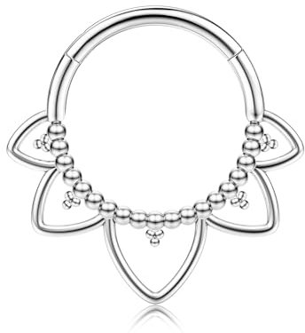 BodyBonita 16G Septum Piercing Klicker - 316L Edelstahl Nasenring für Frauen Nasenpiercing Dangle Ohrringe Hoop Knorpel Conch Piercing Schmuck Tragus Daith Helix Silber 8 mm Springs Revival