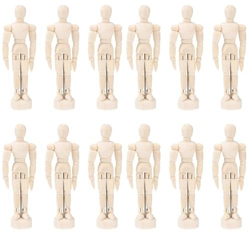 Artists Wooden Mannequin Jointed Mannequin: 12 Pack 4.5 Inch Artist Mannequin Model Drawing Figure Model Wooden Mannequin Artist Mannequin Artist Mannequin with Stand for Drawing Painting Desk