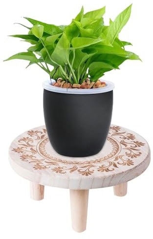 Sgabello Per Piante In Legno - Sgabello Per Piante In Legno, Porta Piante Decorativo | Mobili Versatili Per Esposizione Di Vasi, Tavolo Rotondo Per Piante Da Interno, Rialzo Per Piante Da Esterno Per