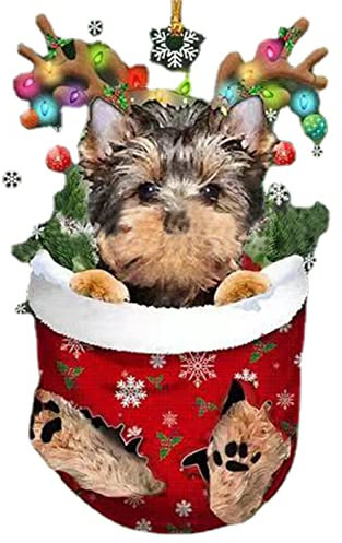 Weihnachtsfigur für Hunde, Weihnachtsdekoration, Weihnachtsbaumschmuck für Hunde, niedlicher Hund, Weihnachtsstrumpf, Anhänger, personalisierbare Dekoration