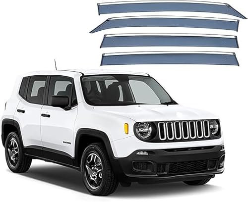 ZLSXTN Auto Windabweiser für Jeep Renegade 2014-2018,Acrylsäure Seitenscheiben Windabweiser Autofenster Regenschutz Integrierte Deflektoren Schutz Wind und Regen Einfache Montage Autozubehör
