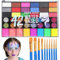 Zefphxs Pintura Cara Niños, 42 Colores Pintacaras Infantil con 11 Pinceles, Pintura de Cara para Niños Seguridad No Tóxica, Pinturas Cara para Niños para Niños Halloween Fiestas Cosplay Semana Santa