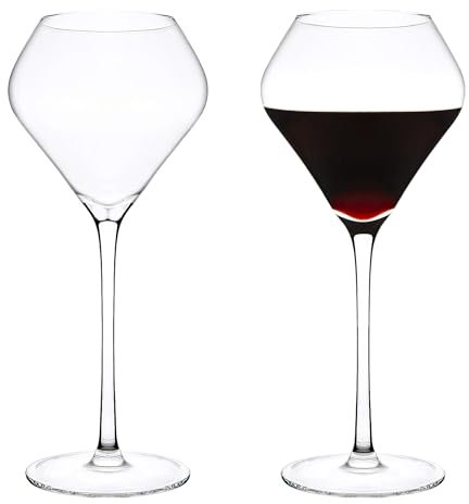Katie Jayne 450ml ‘Tulip’ Beaujolais Wine Glasses Set of 4 | Mouth-Blown Long Stem Glassware Set for 4 | Handmade Wine Glass Set for Home Bars, Celebrations, Parties | Gift-Boxed Drinking Glasses