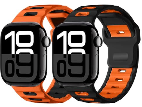 chinbersky 2 Stück Sport Armbänd Kompatibel mit Apple Watch Armband 44mm 45mm 46mm 42mm 49mm, Verstellbare Weiche Silikon Loop Ersatz armband für iWatch Ultra Series 10/9/8/7/6/5/4/3/2/1/SE