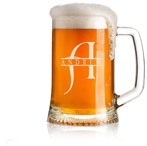 ukgiftstoreonline Personalised Beer Tankard with Engraved Name and Alphabet, 1 Pint Capacity