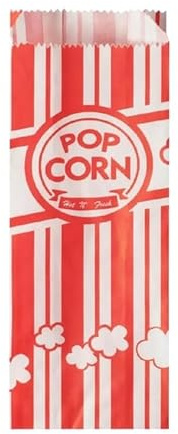 A1 Equipment Popcorn Paper Party Bags, Small (Pack 1000) | Commercial-grade paper bags hold freshly popped kernels cleanly, preventing grease leakage during busy events.