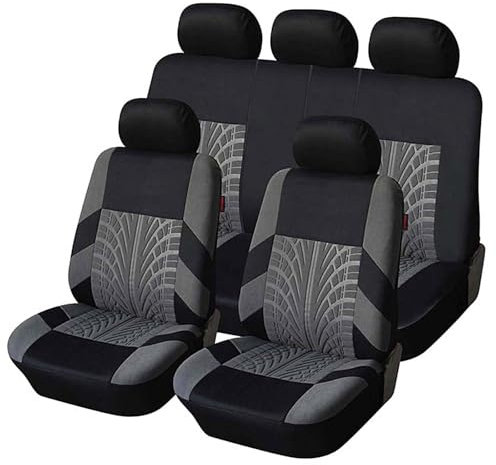 ZKSJFU 9 Stück Sitzbezüge Auto für Mitsubishi Eclipse Cross 2018-2023, Atmungsaktiv Prägung Schonbezug Autositz Vordersitze Rücksitze Schonbezüge, Seitenairbag-Kompatibel,A-Grey