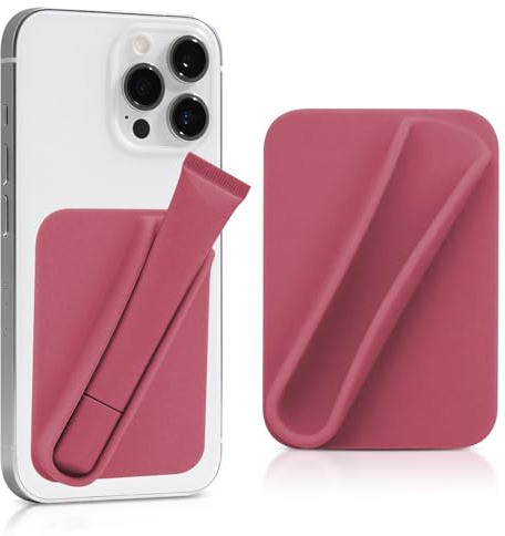 Silicone Lip Holder for Cell Phone,Lip Gloss Holder Card,Back Stick On Holder for iPhone and Android Phones (Rose)