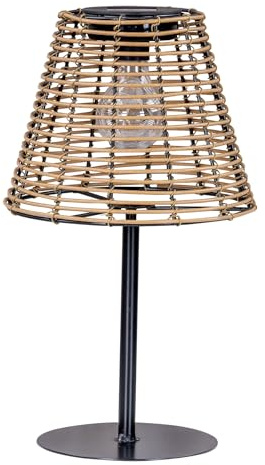 levandeo Solar Tischlampe Rattanoptik H34cm Natur Schwarz Lampe Leuchte Dekolampe Solarbetrieben Tischdeko Dekoleuchte