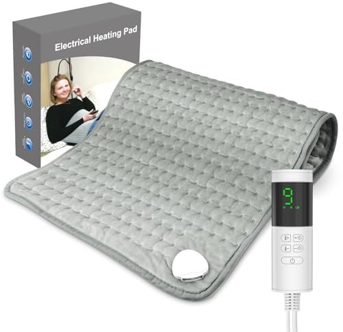 Nigecue 43x84cm Heizkissen mit Abschaltautomatik, Schnelle Heiztechnik Elektrisch Wärmekissen mit 9 Heizstufen, Überhitzungsschutz, LED Display, Maschinenwaschbare Heizdecke mit 4 Timer