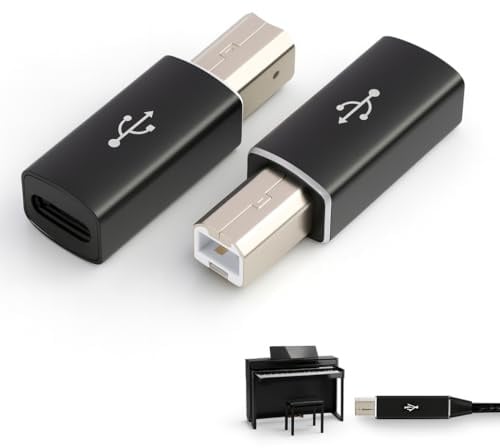 Tuwonwa 2 PCS USB C Buchse zu Drucker Stecker Adapter, USB C Buchse zu USB Typ-B Stecker Konverter Scanner Faxgeräte E-Piano,Unterstützt Datenübertragung bis 480 Mbit/s Plug & Play