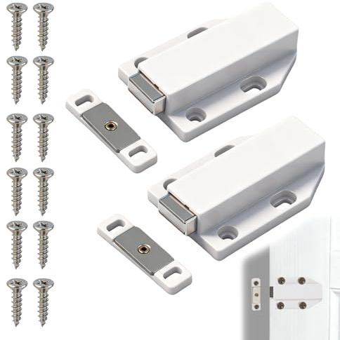 Lot de 2 Aimants Poussoir Push to Open, Loquets Magnétiques pour Portes de Placard, Tiroirs de Cuisine et Meubles, Système de Fermeture Pratique et Élégant, ﻿Installation Simple et Flexible ﻿