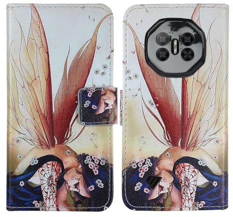 Tnviud Painted Flip Wallet-Design PU Leather Cover Skin Protection TPU Silicone Case For DOOGEE Fire 3 Max 4G 5.5 (Wing Girl Design)
