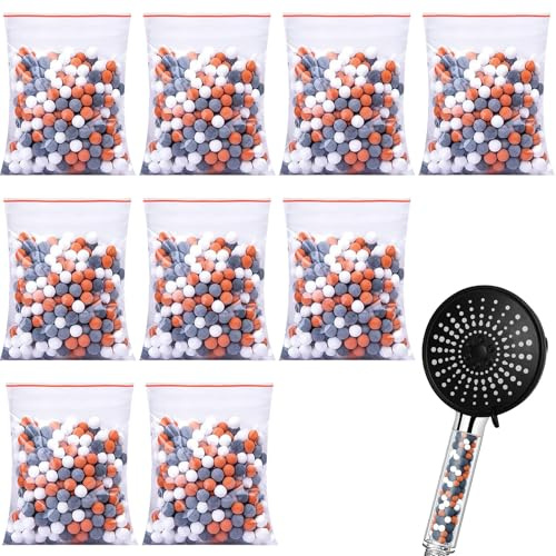 9 Pcs Filtre Douche Anti Calcaire, Pommeau Douche Anti Calcaire Remplacement, Ions Négatifs Boules Minérales, Filtre Anti-Chlore Antioxydant, Compatible Avec Têtes De Douche À Filtre Ionique