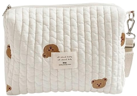 Kinderwagen-Wickeltasche, Kinderwagen-Caddy, süßes Bärenmuster, Baumwolle, mit Reißverschluss, Wickeltasche, 21, 9 x 8, 9 x 16 cm, universeller Organizer für Serviette, Milchflasche, Spielzeug, Mini