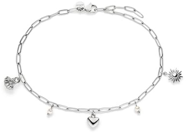 s.Oliver Anklet - Elegante Fußkette aus poliertem Edelstahl - silber - Gliederkette verstellbar bis 27 cm - wasserfest & hautfreundlich