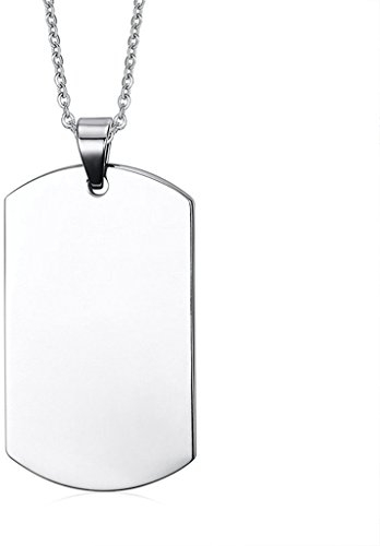 Daesar - Collar Mujer Collar Hombre,Collar con Nombre Personalizado Collar Acero Inoxidable Placa de Militar Dog Tag ID Pendant Collar Plata