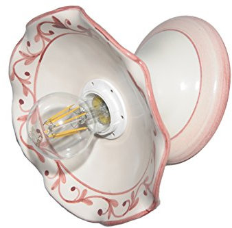 VANNI LAMPADARI - Applique da Parete Interno Edera - Lampada da Parete Monoblocco in Ceramica- Applique da Interno Decorata a Mano - Applique Camera da Letto - Bagno - Cucina – Soggiorno, Rosa