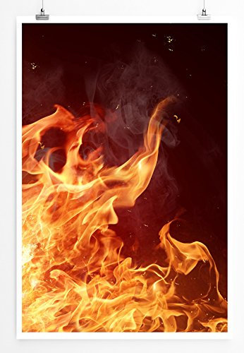 Eau Zone Home Bild - Art Fotos – Flammendes Feuer bei Nacht- Poster Fotodruck in höchster Qualität
