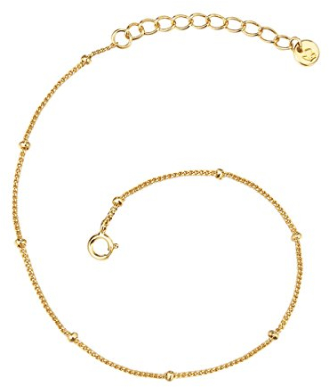 GLANZSTÜCKE MÜNCHEN Damen-Armband Kugeln Sterling Silber gelbvergoldet 17 + 3 cm - Silberarmkettchen mit Kügelchen in Gelbgoldfarben