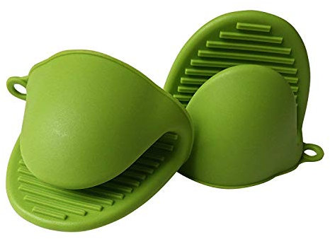 AXE Hacha Hoz (Juego de 2) de Silicona Resistente al Calor para cocinar Guantes de pellizco, Mini Guantes de Horno Guantes, Cocina, Pinch Grips, Cocina Calor Resitant solución, (Verde)