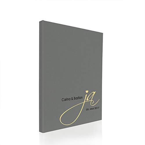 Hochzeitideal Stammbuch der Familie A4 inkl. Personalisierung Bezug Leinen Nr. 128 (Grau)