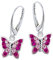 Kristall Schmetterling Klapp-Brisur Ohrringe 925 Echt Silber Mädchen Kinder Ohrstecker Ohrhänger (1a) Magenta-Rosa)