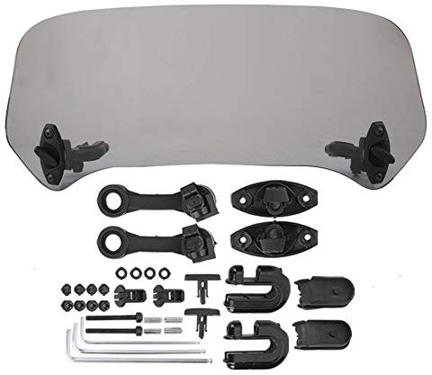 KIMISS Pantalla de Viento Ajustable para Motocicletas de plástico, Motocicleta Universal Parabrisas modificada Parabrisas Spoiler Deflector de Aire (Transparente & Ahumado)(Ahumado)