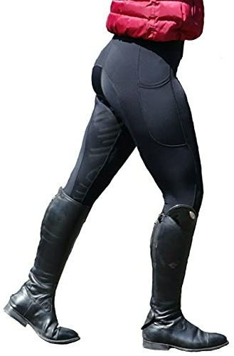 Turners Black Ladies Silicone Grip Soft Horse Riding/Gym/Yoga Leggings Tights Breeches (S UK 8-10)