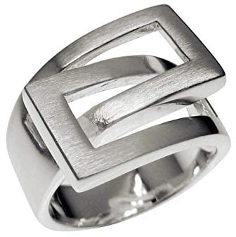 SILBERMOOS XL XXL Ringe in großen Größen Damen Ring elegant ineinander umschlungen 925 Sterling Silber Größe 64, 66, 68, 70, Größe:66