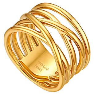 Flongo Damenring Frauen Ringe Ring BFF Midi-Ringe, Blogger Fingerknöchel Stapeln Ringe Silber Gold mit Gekreuzt Design